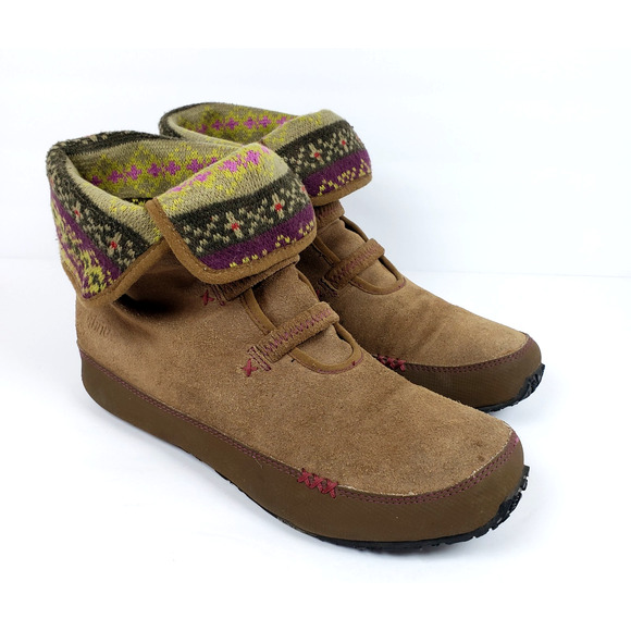 Ahnu Himalaya Womens Size 9 Brown Suede Pull On Ankle Moccasin Bootie Shoes - Picture 1 of 11